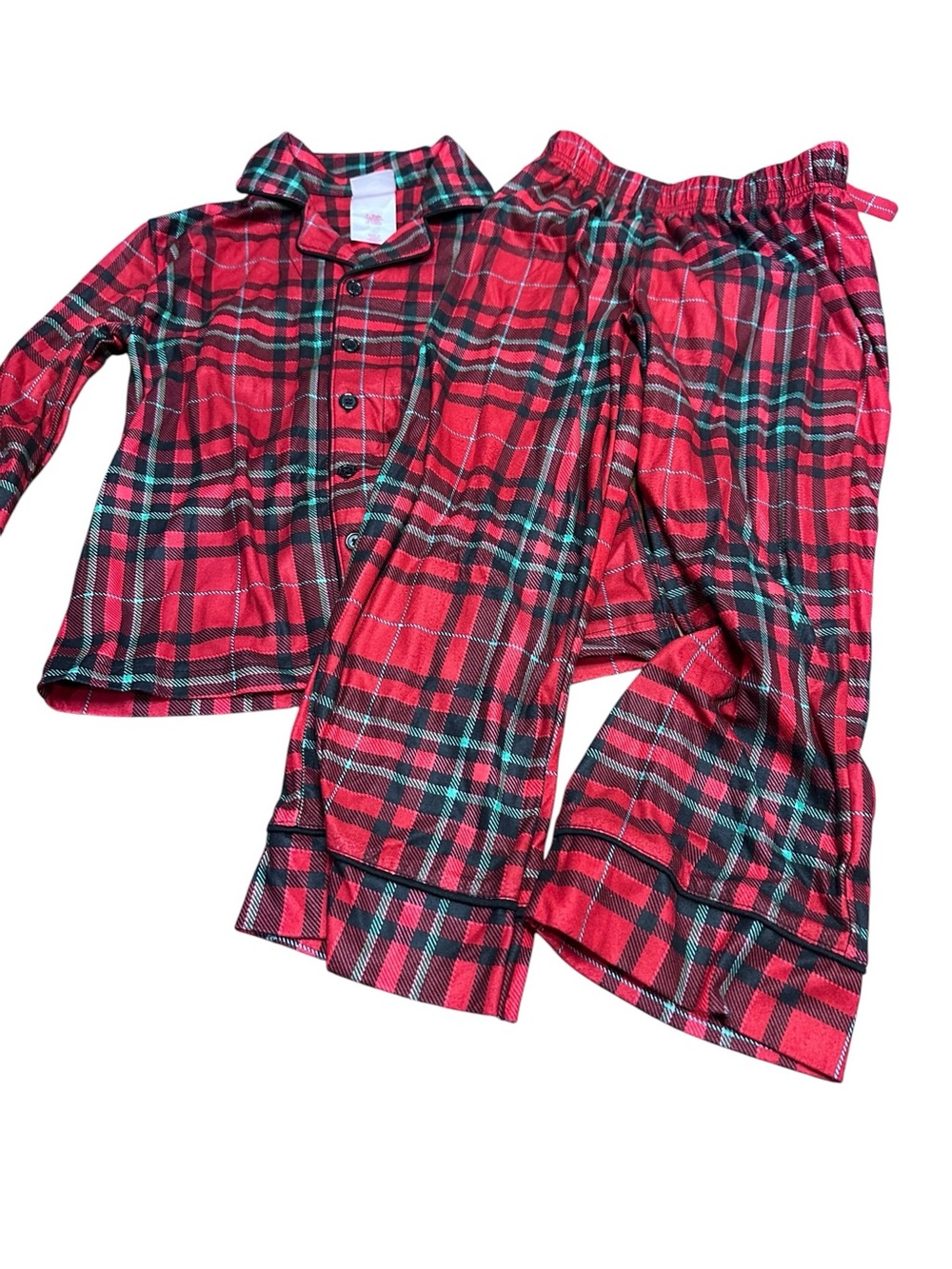 Wondershop kids unisex Family Sleep 2 Pc Red Green Black Tartan Plaid NWT
